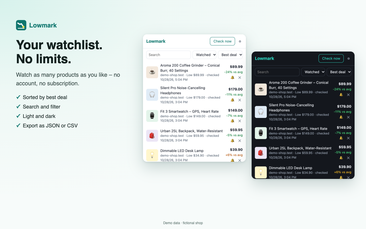 Your watchlist – light and dark